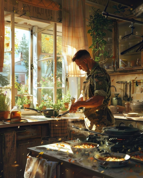 Szef kuchni przygotowujący danie